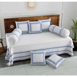 Blocks Of India Diwan Set - Blue-image-83