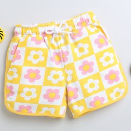 BUMZEE Floral Printed Shorts- Yellow-image-3
