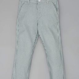 YOUMAA Cotton Striped Chino Trousers - Green-image-5