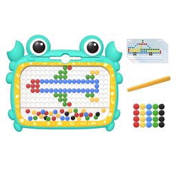 VELLIQUE Magnetic Dot Board with Beads- Magnetic Pen-10 Double Sided Pattern Cards - Children Pattern Board for Early Learning- Travel Games-19