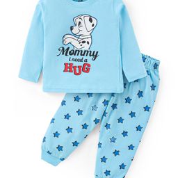 Babyhug Disney Cotton Knit Full Sleeves Night Suit With 101 Dalmatians Graphics - Light Blue-image-92