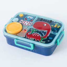 ZOE Portable Lunch Box With Spoon and Fork Dino Print - Blue-9