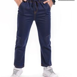 Pine Kids Denim Woven Full Length Washed Jeans - Navy Blue-picture-0