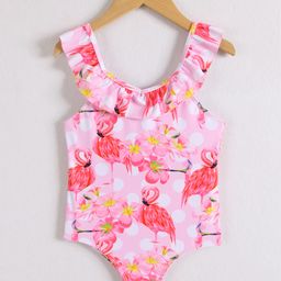 Mark & Mia Sleeveless V Cut Swimsuit Flamingo Print - Pink-image-77