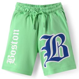 Pine Kids Looper Knit Above Knee Length Shorts with Boston Print - Light Green-image-54