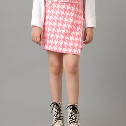 Under Fourteen Only Abstract Printed Skorts With Belt - Pink-picture-35