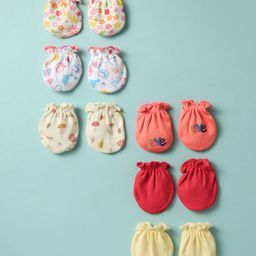 Ben Benny 100% Cotton Interlock Knit Mittens with Floral Print Pack of 6 - Multicolor-picture-16
