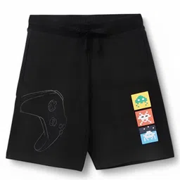 ALAN JONES Cotton Blend Knit Aliens Printed Shorts - Black-picture-10