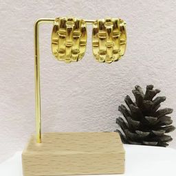 Krelin Gold Plated Texture Geometric Shaped Studs-picture-34