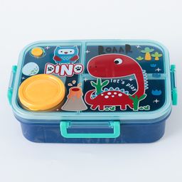 ZOE Portable Lunch Box With Spoon and Fork Dino Print - Blue image 2