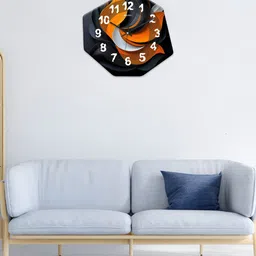 OLIVE TREE Black & Yellow Printed Geometric Wall Clock-51