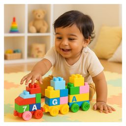 Hop N Play Educational Building Block Train Set for Toddlers Color & Number Learning Toy -81 Pcs image 3