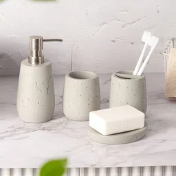 Pano Grey 4 piece Solid Polyresin Bath Accessories Set-18