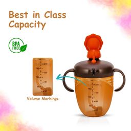 Adore Simbha- The Silicon Straw Sipper with Gravity Ball & Twin Handle 210ml - Brown image 4