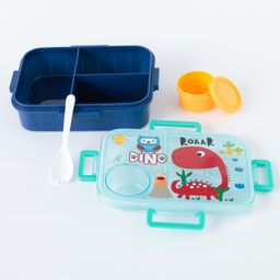 ZOE Portable Lunch Box With Spoon and Fork Dino Print - Blue image 5