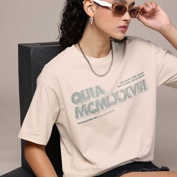 The Roadster Life Co. Typography Printed Drop-Shoulder Sleeves Pure Cotton T-shirt-image-92