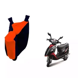 Auto Pearl Waterproof Two Wheeler Cover For TVS Streek (Orange & Blue)-image-89