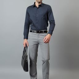 Ostermann Men Checked Non-Pleated Formal Trouser-picture-26