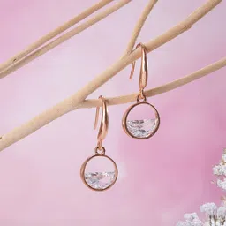 Jazz and Sizzle Rose Gold Plated Crystal Studded Circular Drop Earrings-79