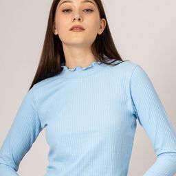 Redamancii Women Vertical Striped High Neck Polycotton Top-image-99