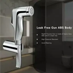 RN ABS Chrome Finish Health Faucet Set with 1.3 m Connecting Pipe Length, 5360 image 4