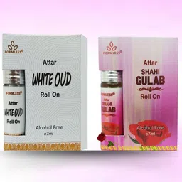 Formless Fragrance Set Of 2 Shahi Gulab & White Oud Long-Lasting Attar- 7 ml Each image 2