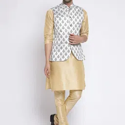 TS LIFESTYLE Men Floral Regular Dupion Silk Kurta with Churidar-image-55