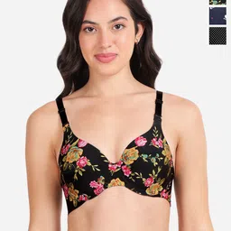 shyaway Pack Of 3 Floral Printed Lightly Padded Medium Coverage Bra- All Day Comfort-image-78