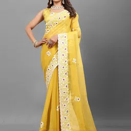 NANDKASHI Ethnic Motifs Emboridered Pure Georgette Saree-image-24