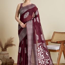 LeeliPeeri Designer Floral Printed Silk Saree And Matching Blouse-image-81