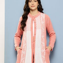 Aarika Ethnic Motifs Self-Design Longline Woollen Cardigan-picture-26