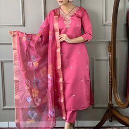 KALINI Women Floral Embroidered Regular Kurta with Trousers & With Dupatta-picture-20