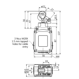 Essen Deinki 1NO + 1NC Oil Tight Limit Switch with Diecast with Roller Lever, LSR OT 1 image 2