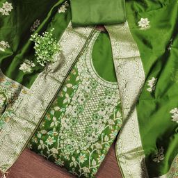 Rangtulika Ethnics Floral Embroidered Beads and Stones Unstitched Dress Material-picture-9