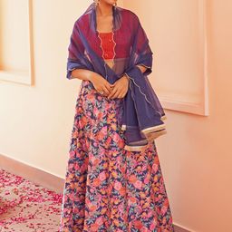 KALINI Printed Sequinned Ready to Wear Lehenga & Blouse With Dupatta-11