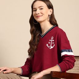 Mast & Harbour V-Neck Crop Sweatshirt-picture-28