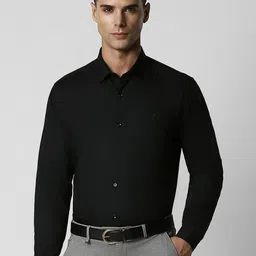 V Dot Men Black Solid Slim Fit Formal Shirt-image-16