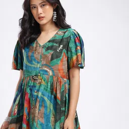 Anouk Rustic Floral Printed A-Line Kurti image 5