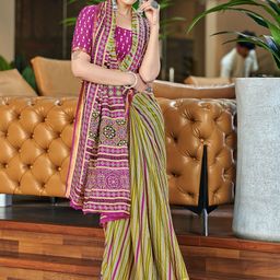 KALINI Striped Zari Bagru Saree-picture-56