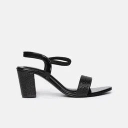 Vishudh Black Open Toe Block Heels image 3