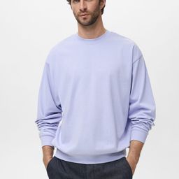 MANGO MAN Round Neck Pure Cotton Boxy Sweatshirt-picture-32