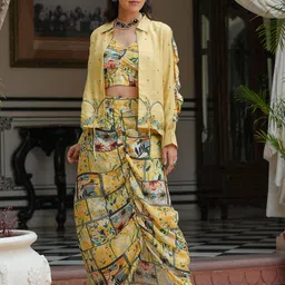 AARAAS Floral Printed Shirt Collar Top & Skirt Co-Ords-picture-42