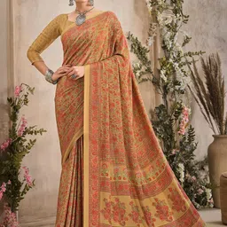 LeeliPeeri Designer Floral Poly Crepe Saree-image-25