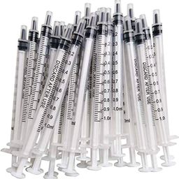 Salco 100PCS 1ml 1cc Pipette Syringe with Luer Slip Tip No Needle Pipette for Pets Oral, Refilling, Oil or Glue Applicator, Measuring or Transfering Tiny Amount of Liquids, Without Cap image 1
