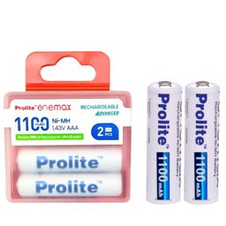 Prolite EneMAX Ni‐Mh AAA Rechargeable Battery 1100mAh | Pack of 2 | Low Self Discharge | Used with Digital Camera, Game Controller, LED Torch, Toys, Shaver and More image 1