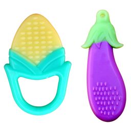The Little Lookers Super Soft Silicone Teether BPA Free & Toxins Corn & Brinjal Pack of 2 - Purple & Blue-11