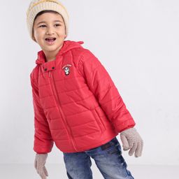 Babyhug Full Sleeves Hooded Padded Jacket - Red-image-82