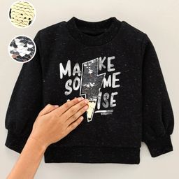 Vitamins Full Sleeves Winter Party Top Text Print - Black-image-18