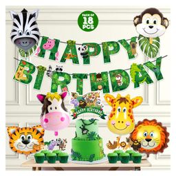 Zyozi Jungle Safari Happy Birthday Decoration Animal Birthday Decoration Green - Pack of 18-image-33