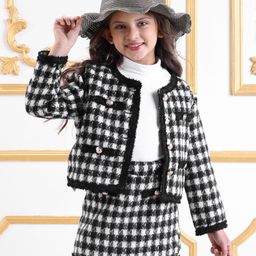 Mark & Mia Full Sleeves Party Jacket with Shorts Check Design - Black-image-82